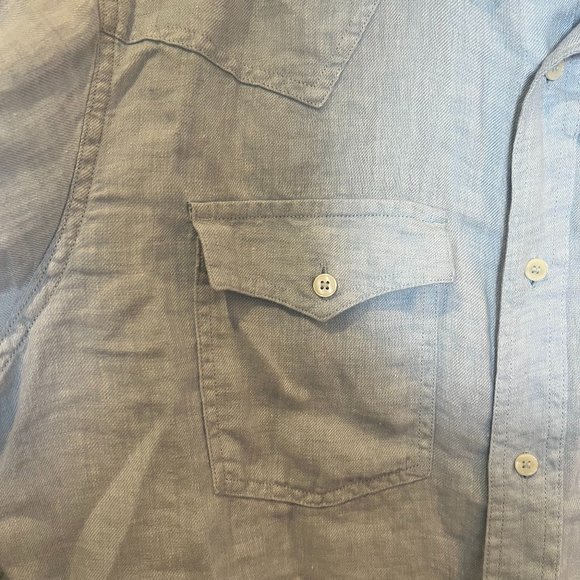 Banana Republic Linen Western Shirt, Light Blue, Large - Picture 6 of 7